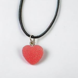 KAWAII • red sugar candy charm pendant black cord necklace